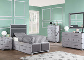 ACME Orchest Gray PU & Gray Finish Orchest Twin Bed Model 36120T